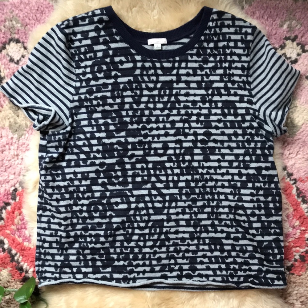 Striped Leopard Animal Print Terry Raw Edge Sweat - Picture 1 of 6